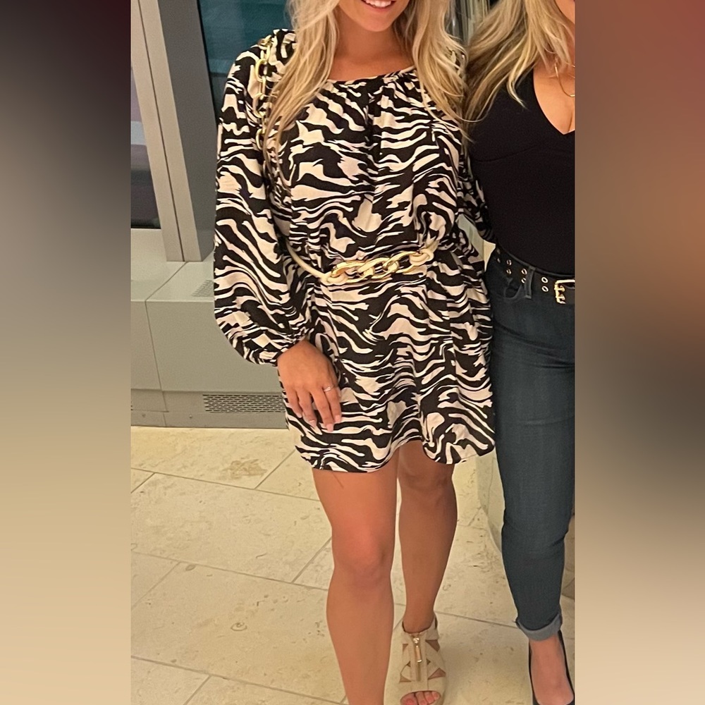 H&M tan and black dress